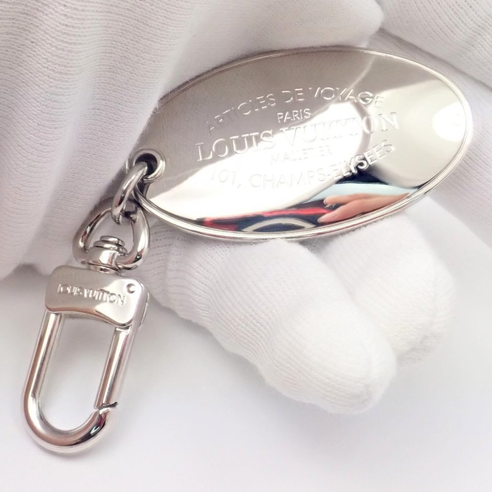 Authentic Louis Vuitton LV Large Stainless Steel Luggage Tag Key Chain CK 1100​ - Picture 7 of 9